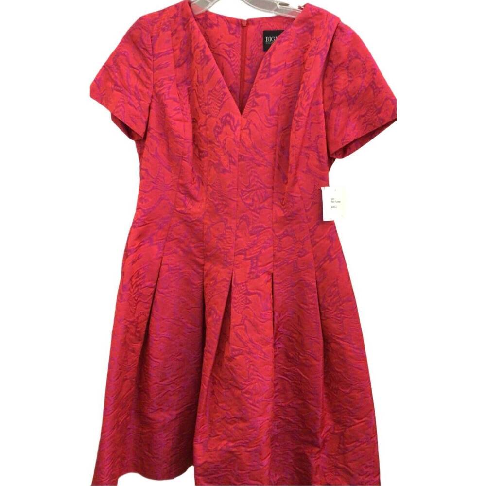 NEW BIGIO COLLECTION v neck silk dress in red/fuchsia